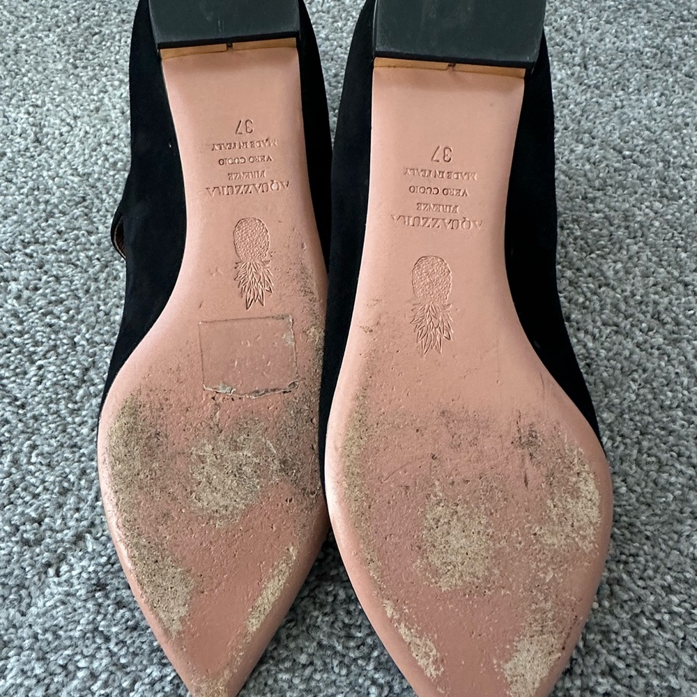 Aquazzura Christy Leather Point Toe Flats in Black Size 37 = U.S 7 $675 - Picture 8 of 10